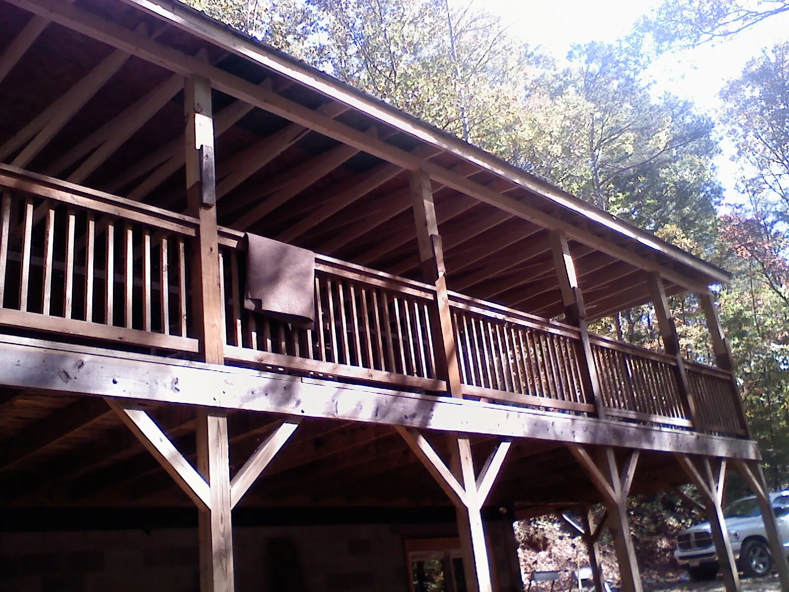 Timber framing under a new elevated porch and deck — Roof Leak Repair in Flinton by Roofing Brothers